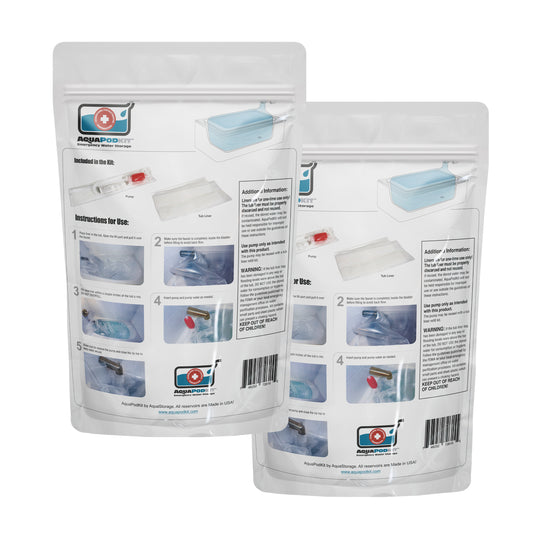 AquaPod Bathtub Bladder - Emergency Water Storage Solution (2 Bag kits)