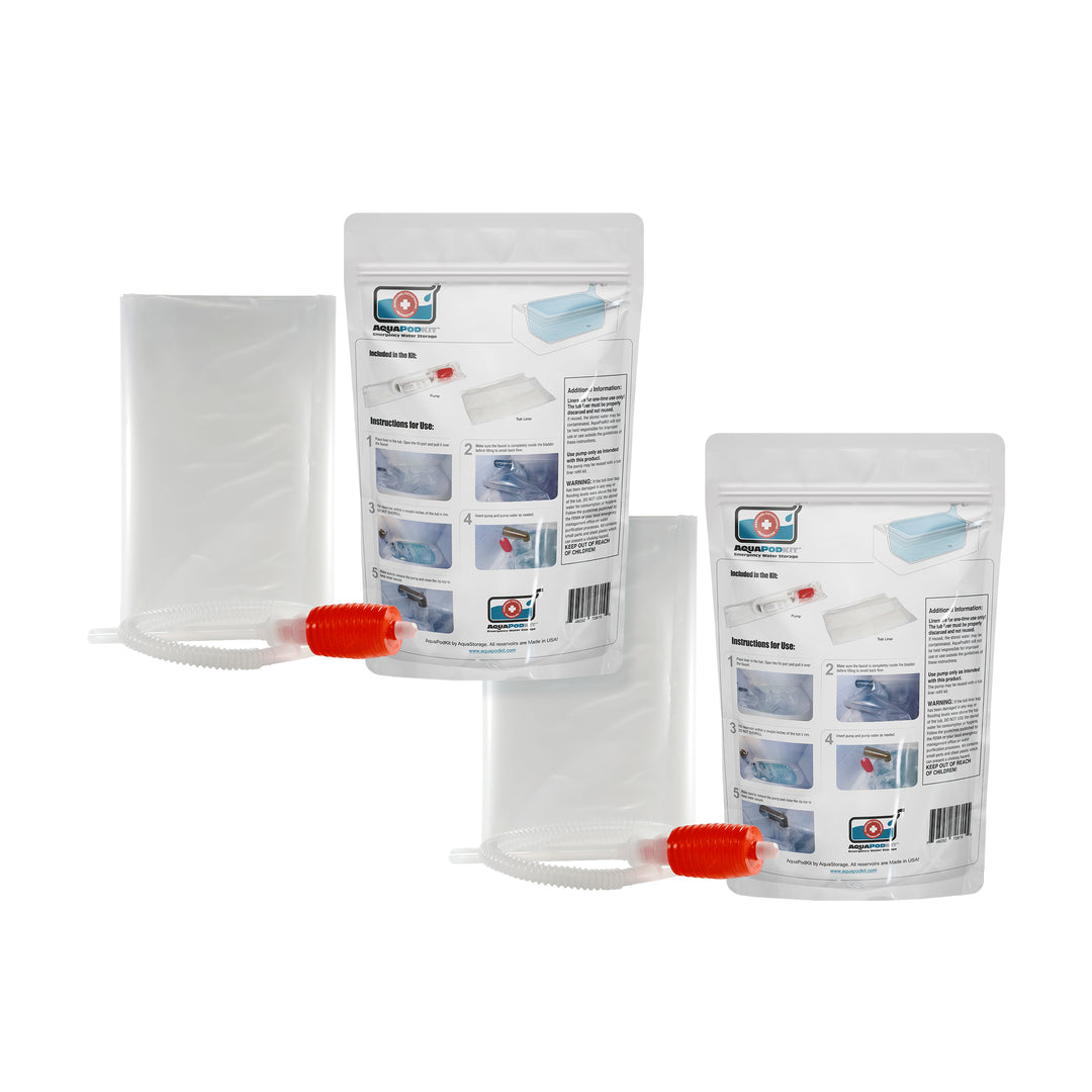 AquaPod Bathtub Bladder - Emergency Water Storage Solution (2 Bag kits)