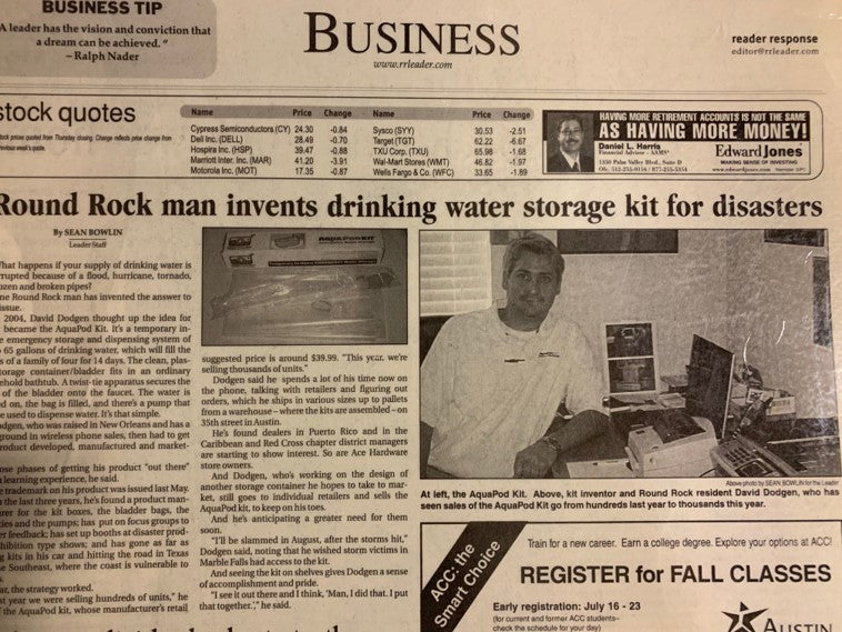 Real inventor David Dodgen of AquaPod Kit bathtub Bladder